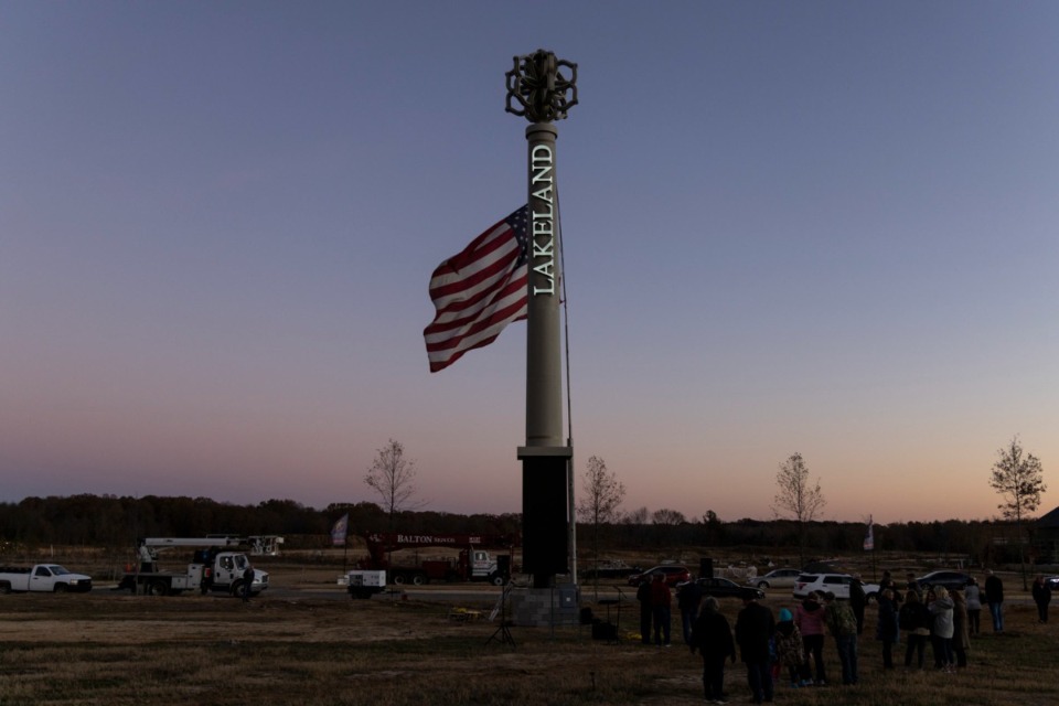 <strong>The Lake District, the largest multi-use development in the region, held a &ldquo;Light Up The District&rdquo; event to commemorate the first time the Lake District monument sign was lit.</strong>&nbsp;(Brad Vest. Special to The Daily Memphian