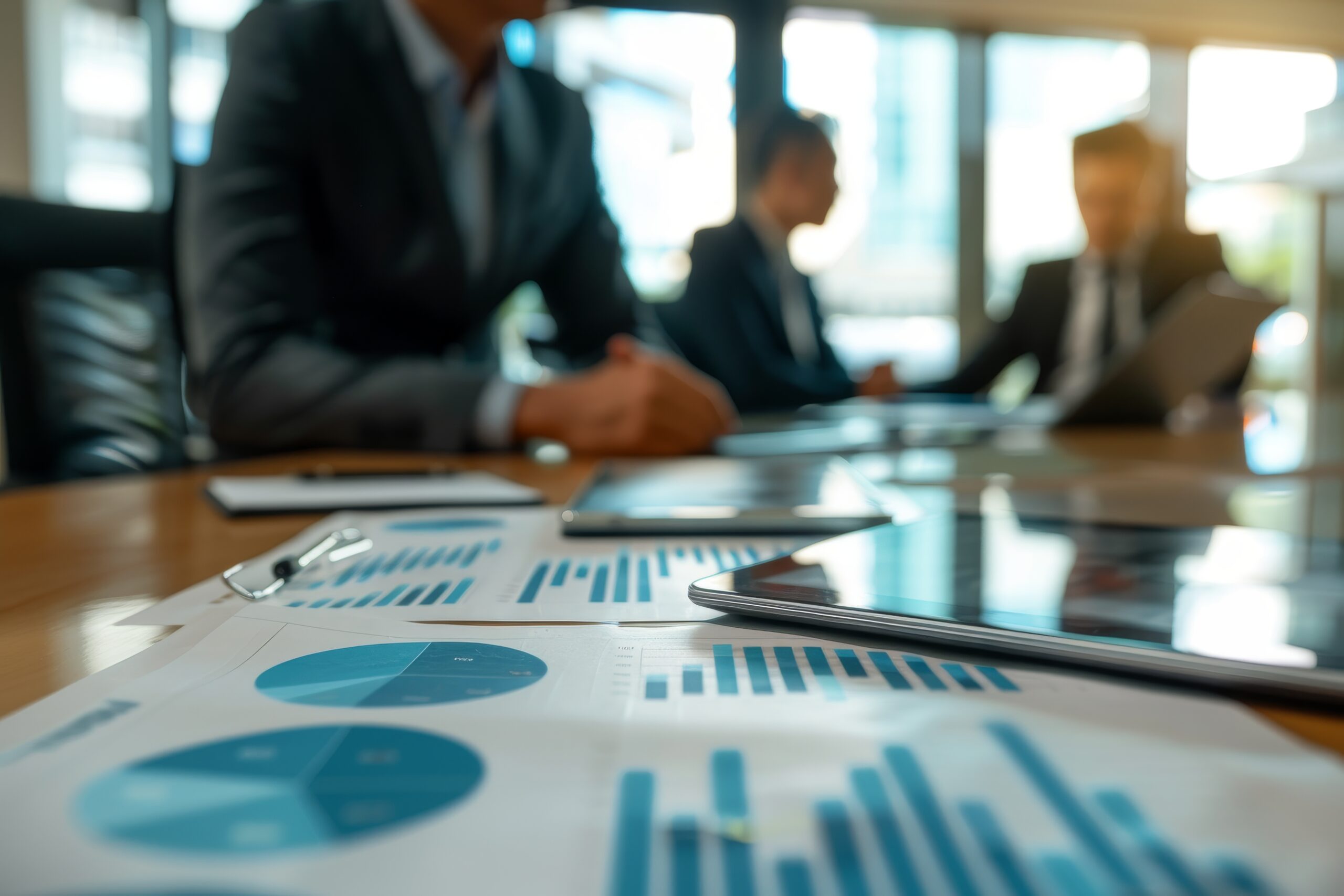 Investor meeting with financial advisor to discuss real estate portfolio, showcasing strategic planning and wealth management
